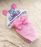 Яскравий весняний комплект на виписку з пологового будинку для новонародженої Ведмедик ШкодаМода Рожевий, фото 3