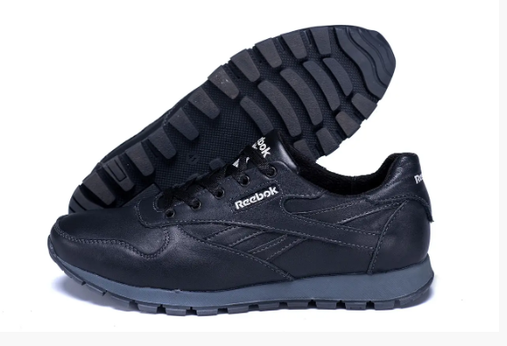 Мужские кожаные кроссовки Reebok Classic Black - фото 3 - id-p726653039