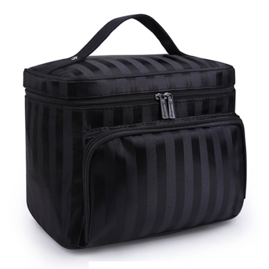 Косметичка дорожня жіноча Чорний зі смужкою Travel bag 22 х 17 х 16 см, фото 1