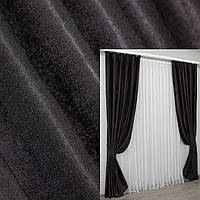 Комплект готовых штор из ткани лён-софт, коллекция "Парма". Цвет венге. Код 1087ш