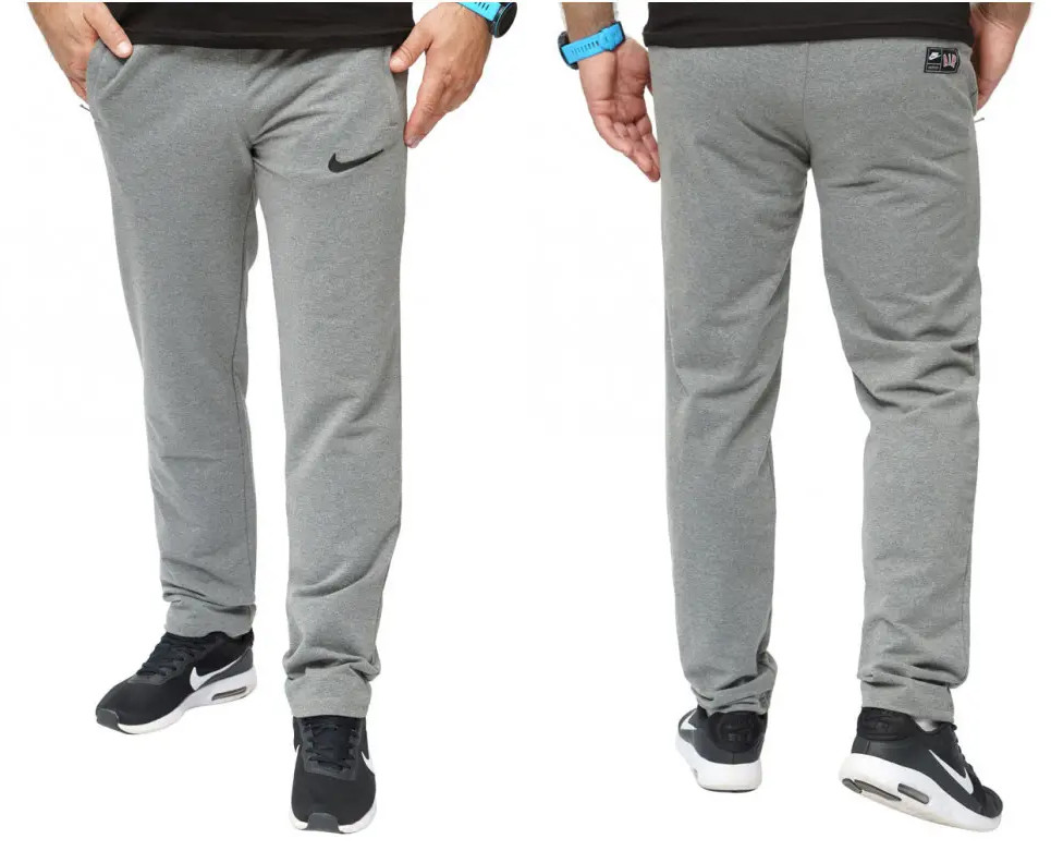Чоловічі трикотажні спортивні штани (штани) Nike (Nike-7387-s-2), осінні весняні сірі. Чоловічий одяг, фото 1