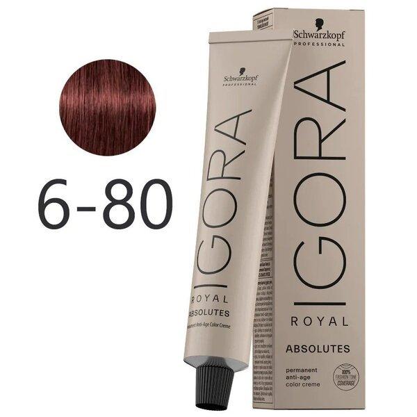 Фарба для сивого волосся Schwarzkopf Igora Absolutes 6-80 Темно-русявий червоний натуральний 60 мл