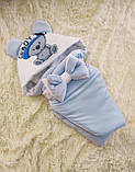 Велюровий стильний комплект на виписку з пологового для новонароджених For a boy ШкодаМода Блакитний, фото 6