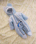 Велюровий стильний комплект на виписку з пологового для новонароджених For a boy ШкодаМода Блакитний, фото 5