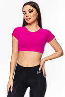 Жіночий спортивний топ-футболка малиновий топ для фітнесу з коротким рукавом S