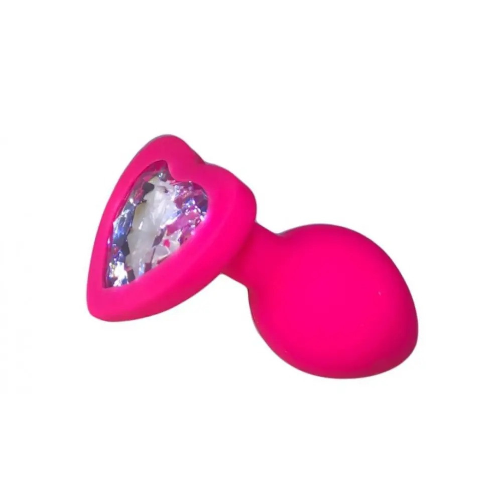 Анальний корок Pink Silicone Heart White, M, фото 1