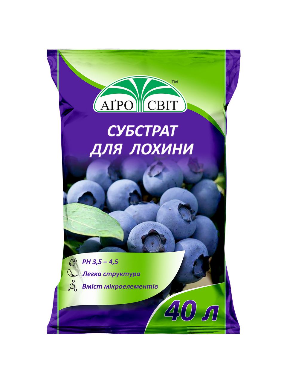 Субстрат торф'яний для лохини Агросвіт 40 л