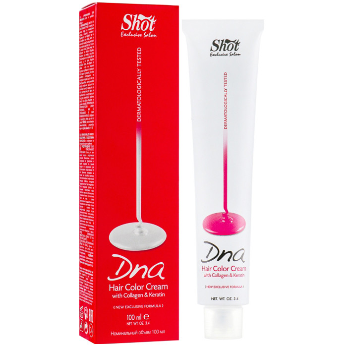 Крем-фарба для волосся з колагеном Shot Dna Hair Color Cream #4.4 Каштановий мідний, фото 1