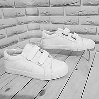 Дитячі білі кеди кросівки на липучках на дівчинку