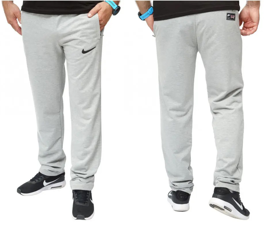 Чоловічі трикотажні спортивні штани (штани) Nike (Nike-7387-s-1), осінні весняні сірі. Чоловічий одяг, фото 1