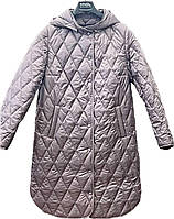 Весеннее стеганное женское пальто на синтепоне цвета мокко 44-56