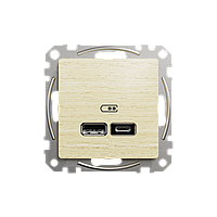 Подвійна USB-розетка
типу А+С,Sedna Design & Elements, Береза - імітація дерева, SDD180402 Schneider Electric