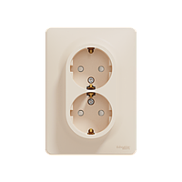 Подвійна розетка 2P+E з заземляючим контактом, Бежевий Sedna Design Schneider Electric SDD312221