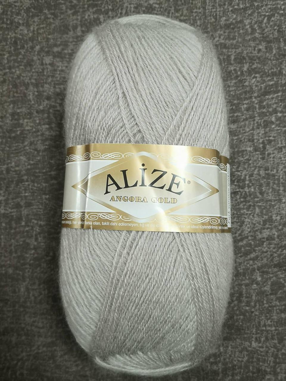 Пряжа для в'язання Alize Ангора Голд Алізе колір 652 попелястий,1 моток 100г, фото 1