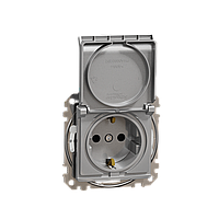 Розетка з заземленням, зі шторками, та з кришкою IP44 Алюміній Sedna Design Schneider Electric SDD213024