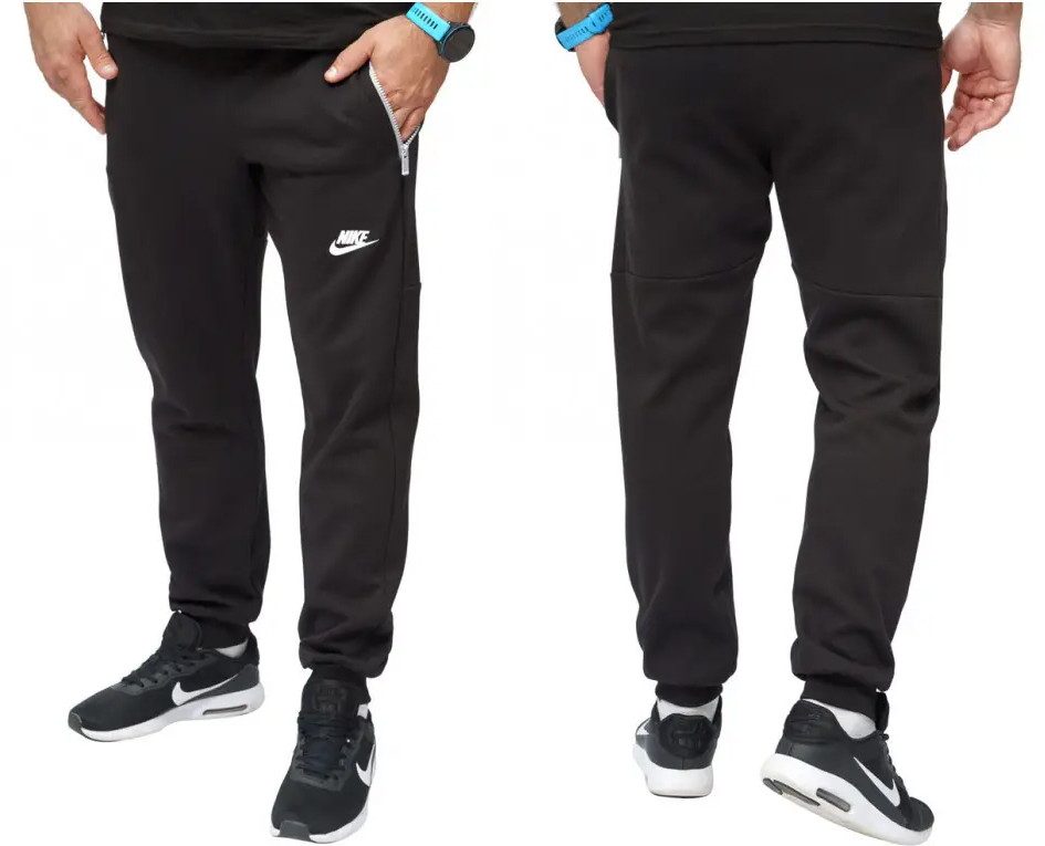 Чоловічі спортивні штани (штани) Nike (Nike224-2-1), осінні весняні чорні. Чоловічий одяг
