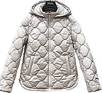 Пастельна жіноча весняна куртка кольору айворі фасону оверсайз 44