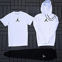 Мужской спортивный костюм Jordan черно-белый демисезонный , Весенний осенний комплект Джордан + футболка