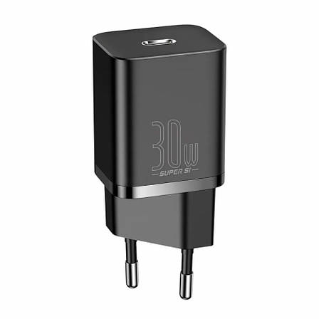 Зарядний пристрій (зарядка) для телефону Baseus Super Si Type-C 30 W Чорний (CCSUP-J01), фото 1