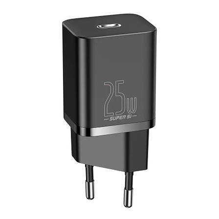 Зарядний пристрій (зарядка) для телефону Baseus Super Si Type-C 25 W Чорний (CCSP020101), фото 1