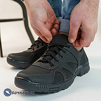 Чоловічі кросівки чорного кольору з еко шкіри, фото 3