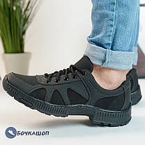 Чоловічі кросівки чорного кольору з еко шкіри, фото 4