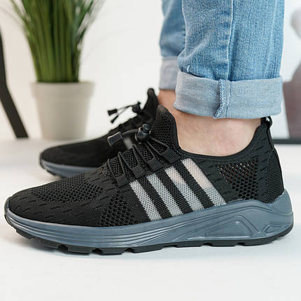 Літні чоловічі кросівки сітка чорні, фото 1