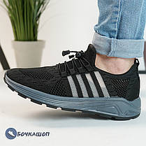 Літні чоловічі кросівки сітка чорні, фото 4