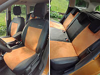 Авто чехлы Fiat Marea (1996-2007) Pok-ter Exclusive екокожа с коричневой вставкой алькантары