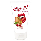 Веганський масажний гель на водній основі з ароматом і смаком вишні — Lick-it Cherry, 50 мл, фото 2