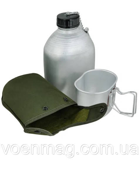 Фляга французька з кухлем для їжі MiL-tec 1,3 л. Олива