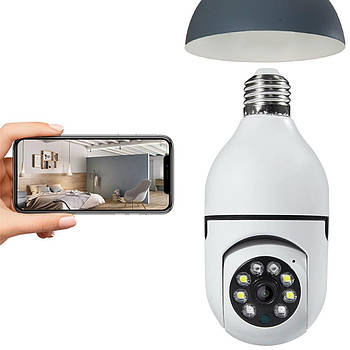 WIFI камера відеоспостереження в патрон Е27, 2MP, Smart 3120S-DPXY / Поворотна камера лампочка для дому
