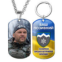 Жетон армейский ЗСУ с эмблемой бригады 10 ОГШБр с Вашим фото и позывным