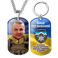 Жетон армійський ЗСУ з емблемою бригади 10 ОГШБр зі щитом із Вашим фото та глазурним