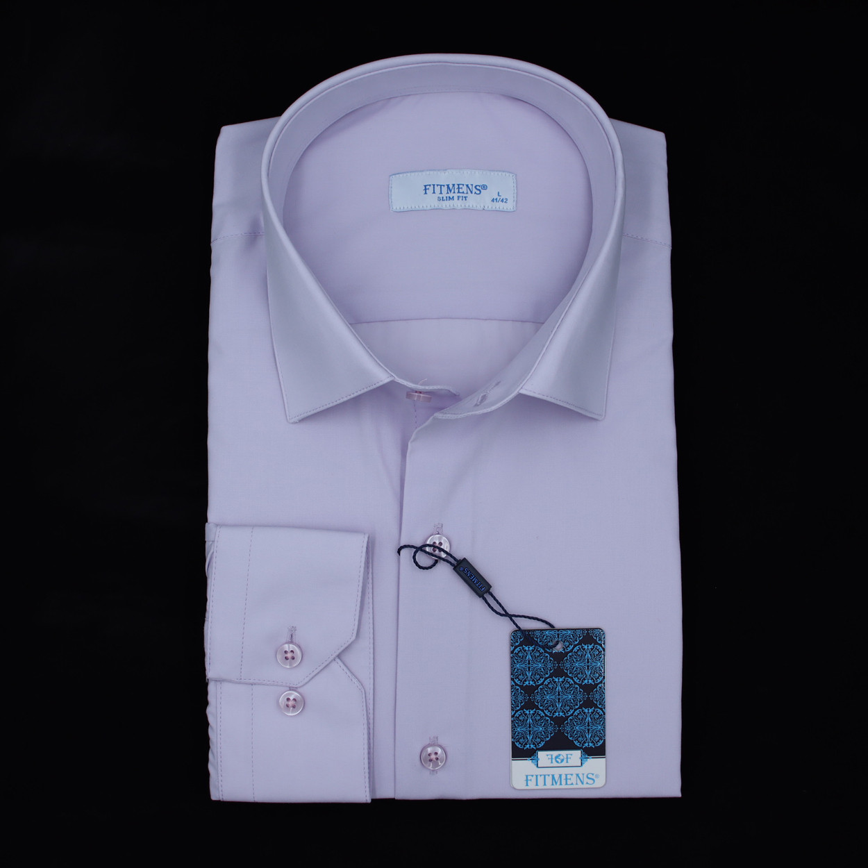 Сорочка чоловіча, приталена (Slim Fit), з довгим рукавом, FITMENS FS-001451 E11071 Acik Lila 90% бавовна 10%