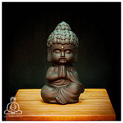 Чайна фігурка Ча шень Маленький Будда чорна глина