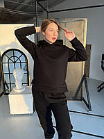 Спортивный костюм на флисе, качественная ткань котон 80% размеры 44-50 Черный , худи и джогеры