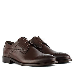 Туфлі чоловічі шкіряні коричневі елегантні на шнурівці стильні Badura 45