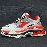 Кроссовки женские Balenciaga Triple-S gray red / Баленсиага Трипл С серые красные