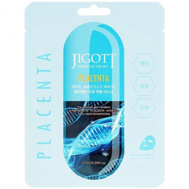 Тканинна маска для вишуканий [JIGOTT] ФІТОПЛАЦЕНta PLACENTA Real Ampoule Mask, 27 мл (280191)