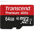 MicroSDXC Class 10 UHS-I Transcend 64Gb Premium speed 400x
