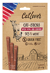 Ласощі для котів. Стіки CatLover (КетЛовер) Sticks 5*5g із телятиною та куркою