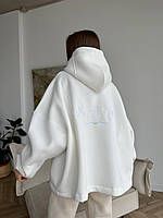 Женский теплый худи турецкая трехнитка пенье (белый, графит); размер 42-46 Белый