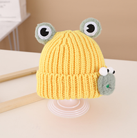Дитяча шапка з жабою/ шапка для дівчинки/ шапка для хлопчика/шапка дитині/жовта шапка