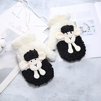 Рукавиці з овечкою/ жіночі рукавиці/ дитячі рукавиці/ жіночі рукавички / рукавиці чорно-білі