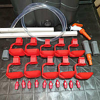 Комплект понія ПОВНИЙ-2. Ніпельне поїння на 10 поїлок  (70 голів дорослої птиці) Без бака