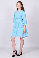 Платье женское голубой горох белый на пуговицах софт мини Актуаль 074, 50