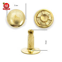 Хольнітени для шкіри 9мм золото (100шт)