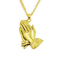 Цепочка с молящимися руками в стиле Drake Ovo мужская женская золотая из ювелирной стали