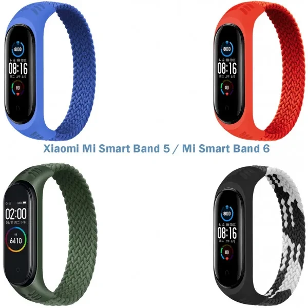 Набір ремінців для фітнес-браслета BeCover для Xiaomi Mi Smart Band 5/Mi Smart Band 6 4 кольори, Elastic Nylon Style